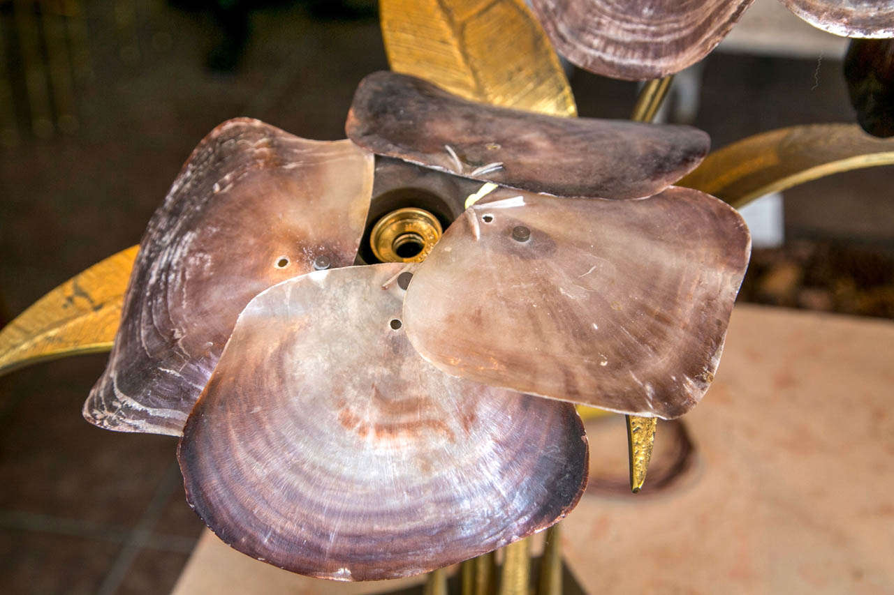 French Unique Bronze Shell Lamp For Sale