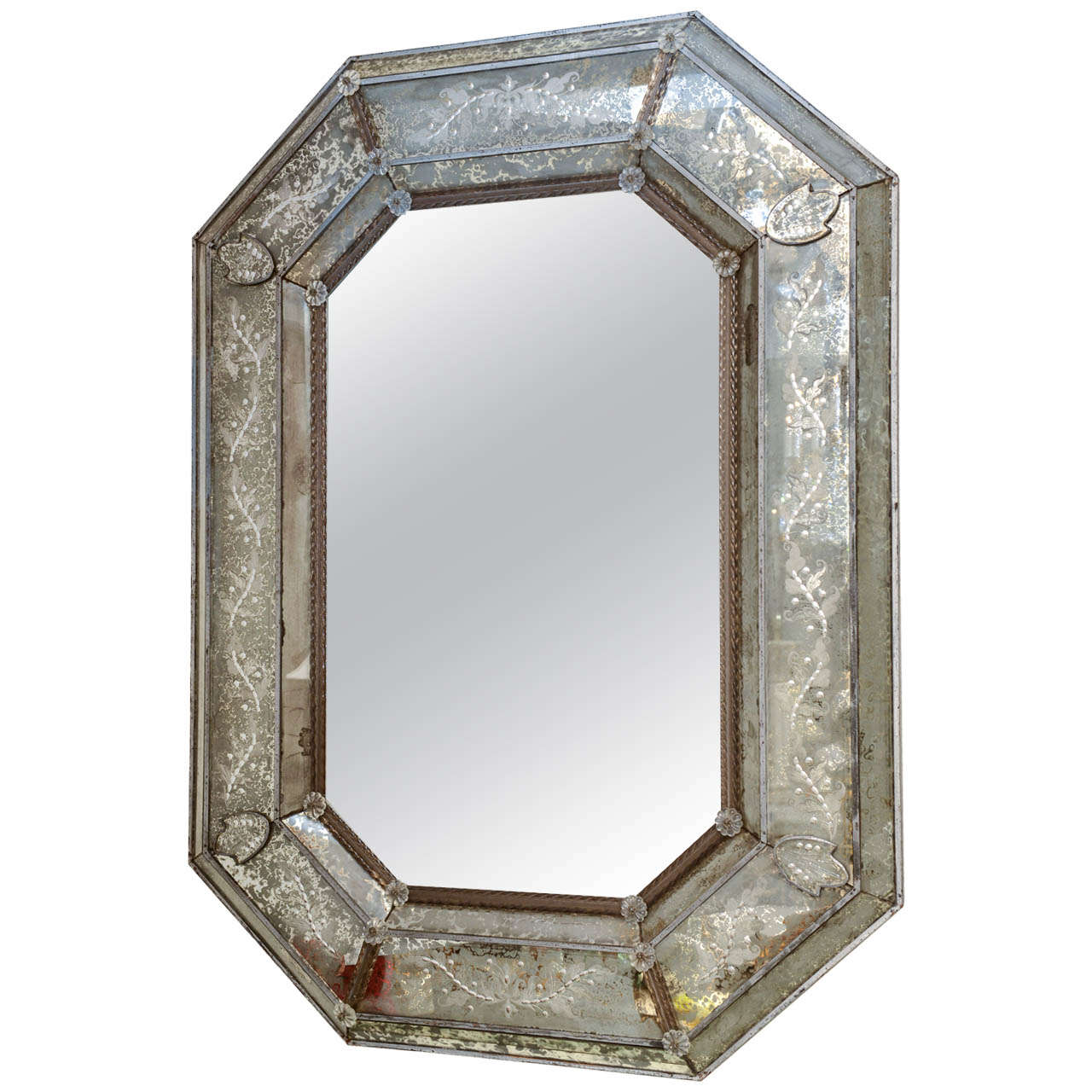 Octagonal Venetian Mirror with Perfect Petina