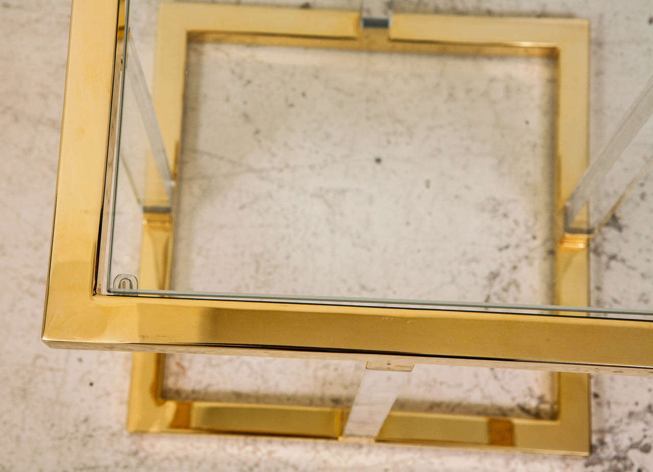 Acrylic Lucite and Brass Side Table in the style of Charles Hollis Jones