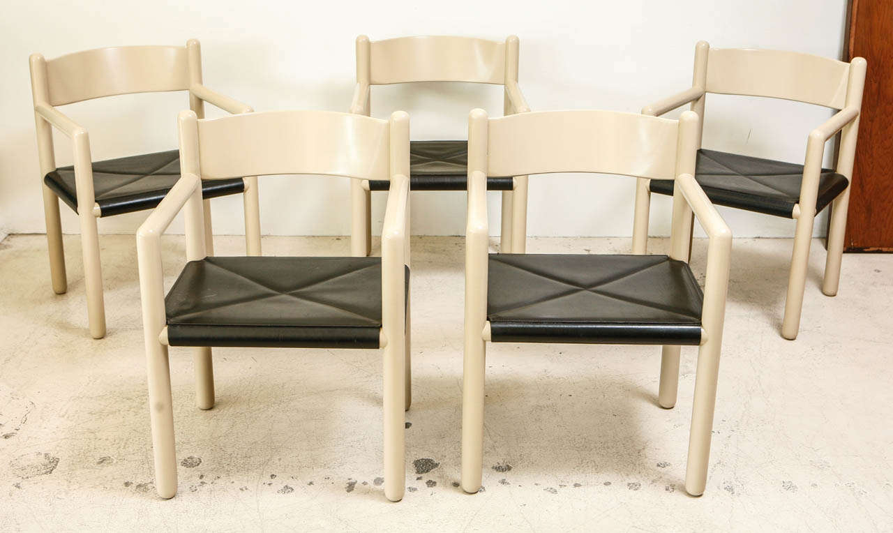 Mid-Century Modern Italian Chairs with Leather Seats