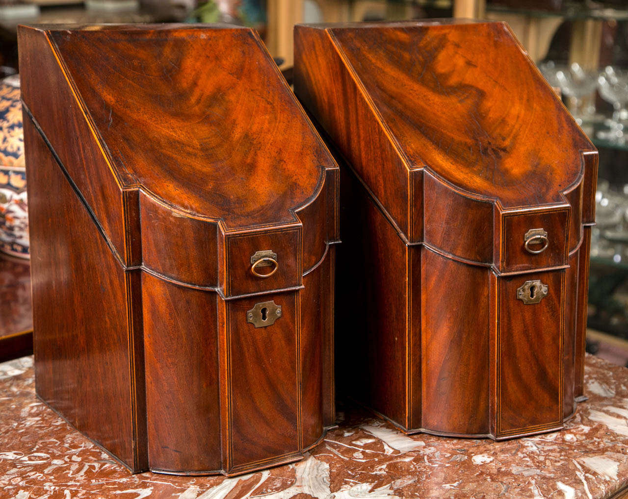 Pair of Mahogany/Satinwood Boxes 4