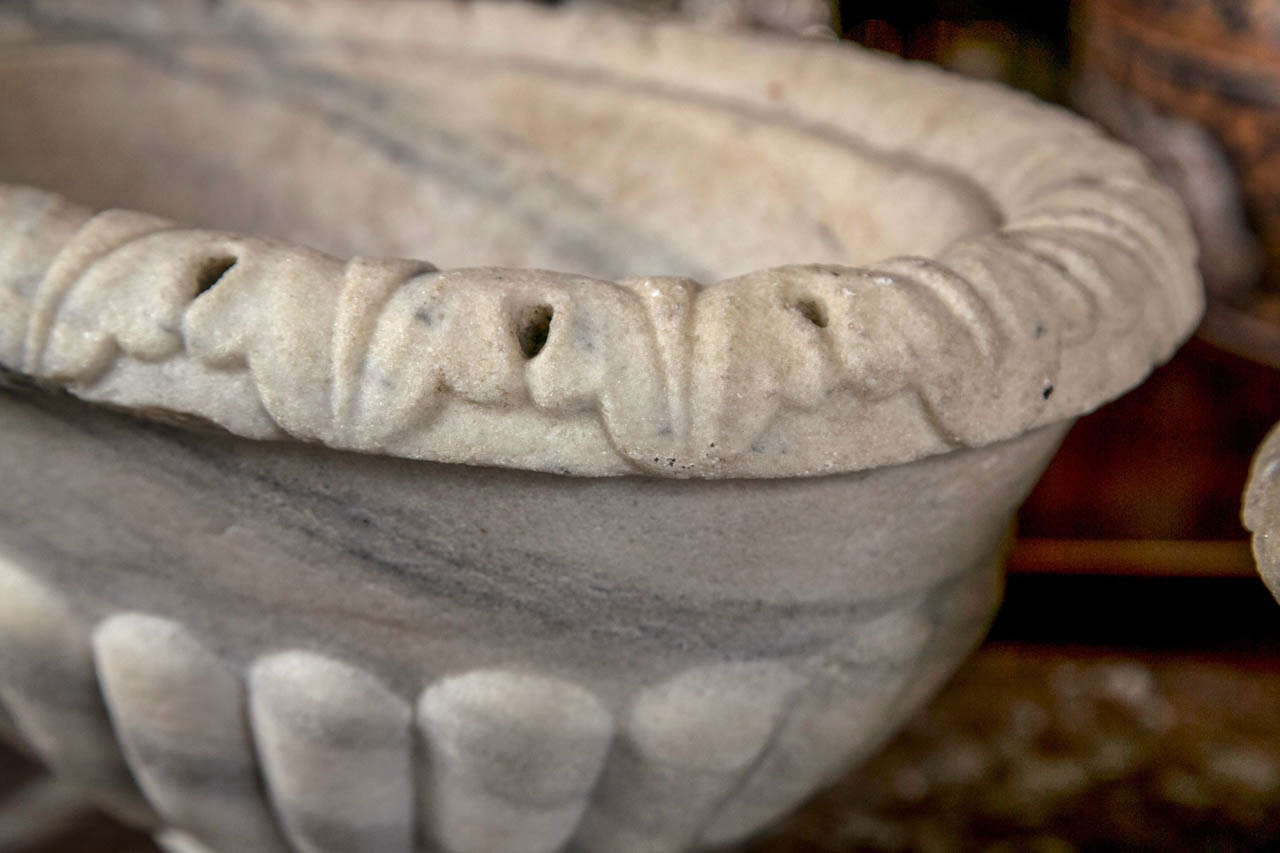 18th Century and Earlier Two Similar Antique Marble Urns For Sale