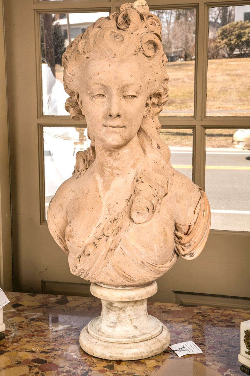 Terracotta Bust of Possibly Madame DuBarry, Signed 1