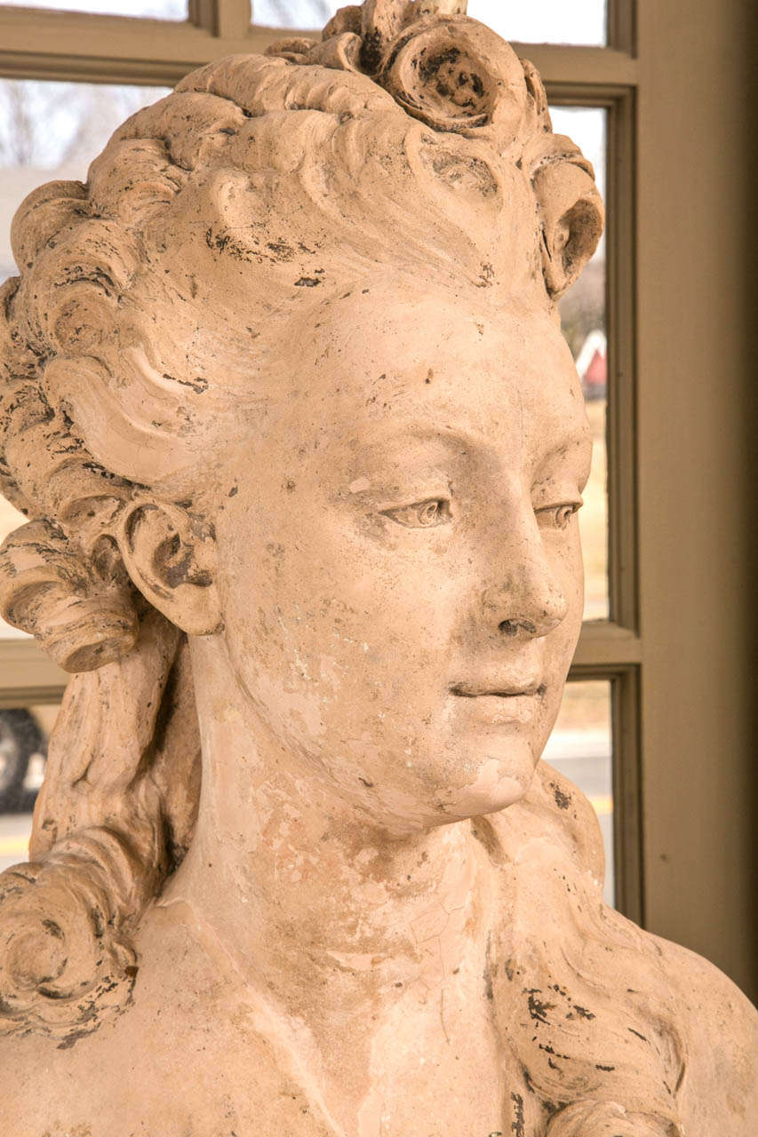 Terracotta Bust of Possibly Madame DuBarry, Signed In Good Condition In Woodbury, CT
