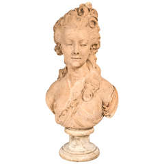 Terracotta Bust of Possibly Madame DuBarry, Signed