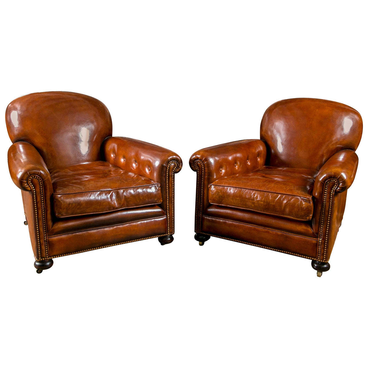 French Leather Club Chairs