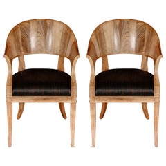 Bleached Walnut French Art Deco Style Chairs