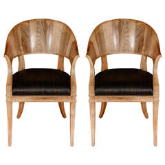 Bleached Walnut French Art Deco Style Chairs 11