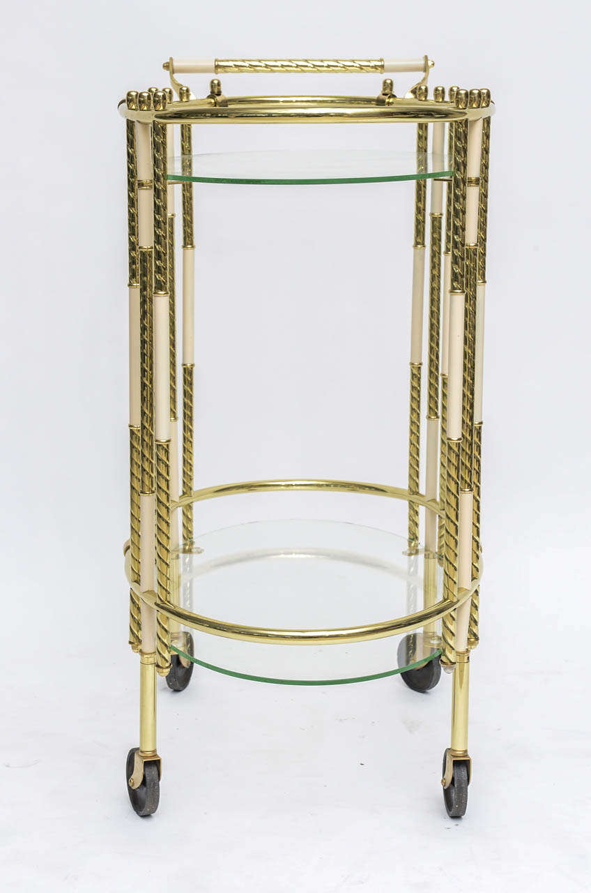 50's Italian Brass Drinks Trolley In Excellent Condition In North Miami, FL