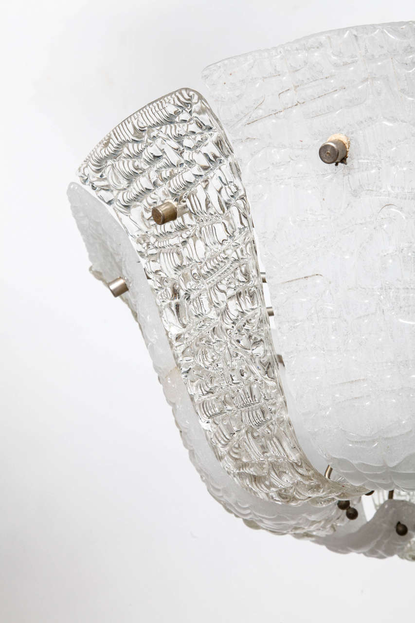 Austrian Large Kalmar Ice Textured Glass Chandelier For Sale