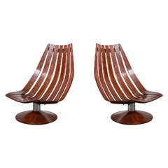Vintage Set of Two Artifort Revolving Easy Lounge Chairs