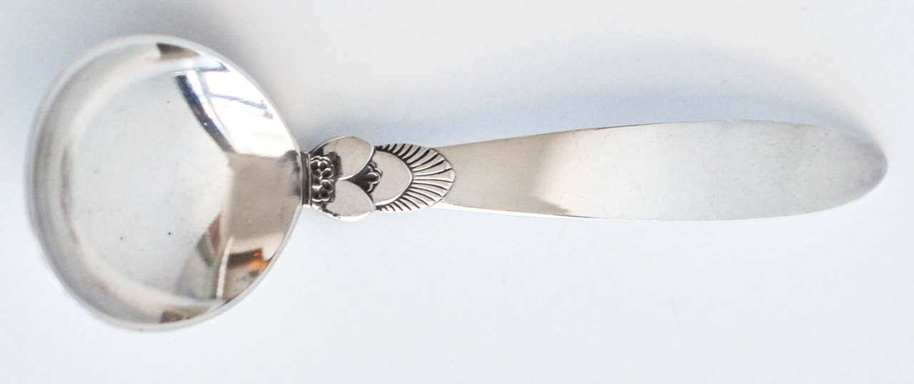 Danish Art Deco Georg Jensen Silver Spoon, Cactus Pattern