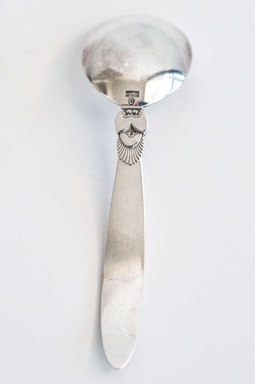 Sterling Silver Art Deco Georg Jensen Silver Spoon, Cactus Pattern