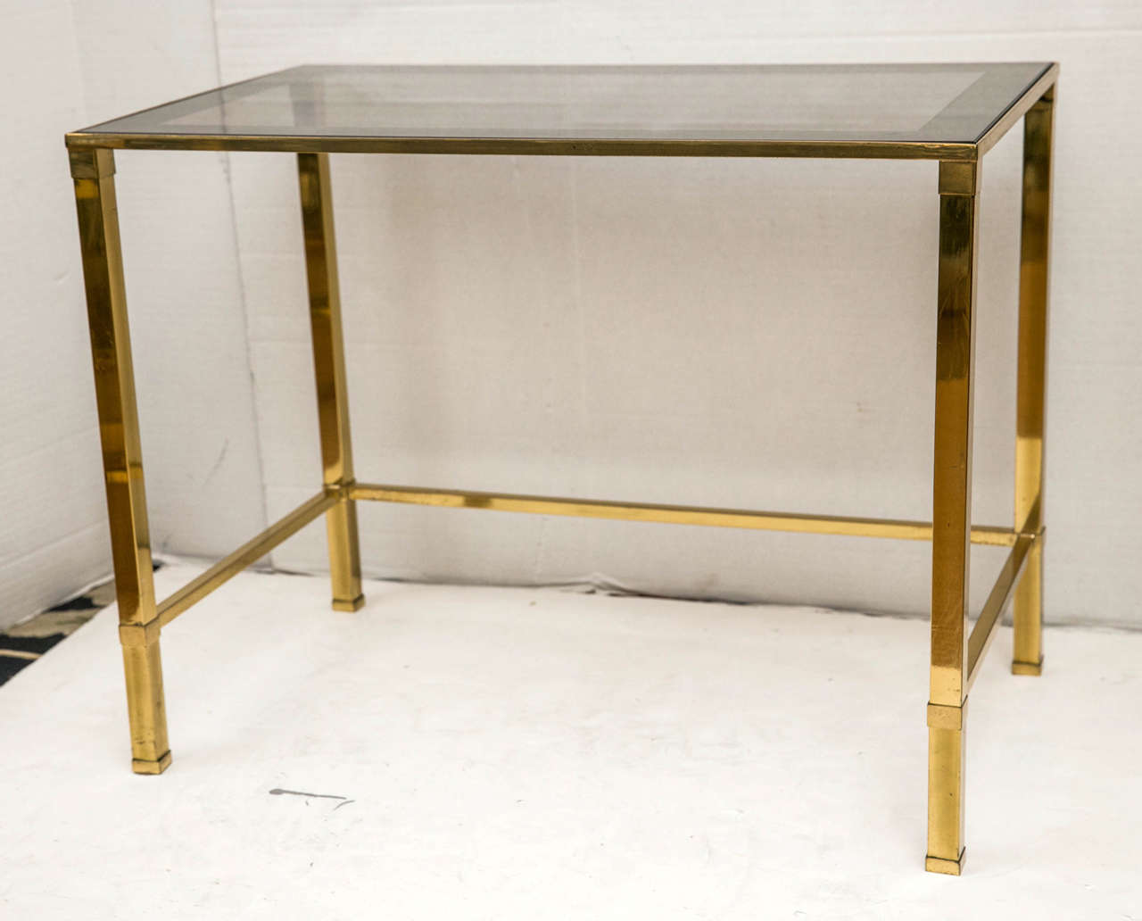 Set of 1950s French Brass and Glass Nesting Tables 1