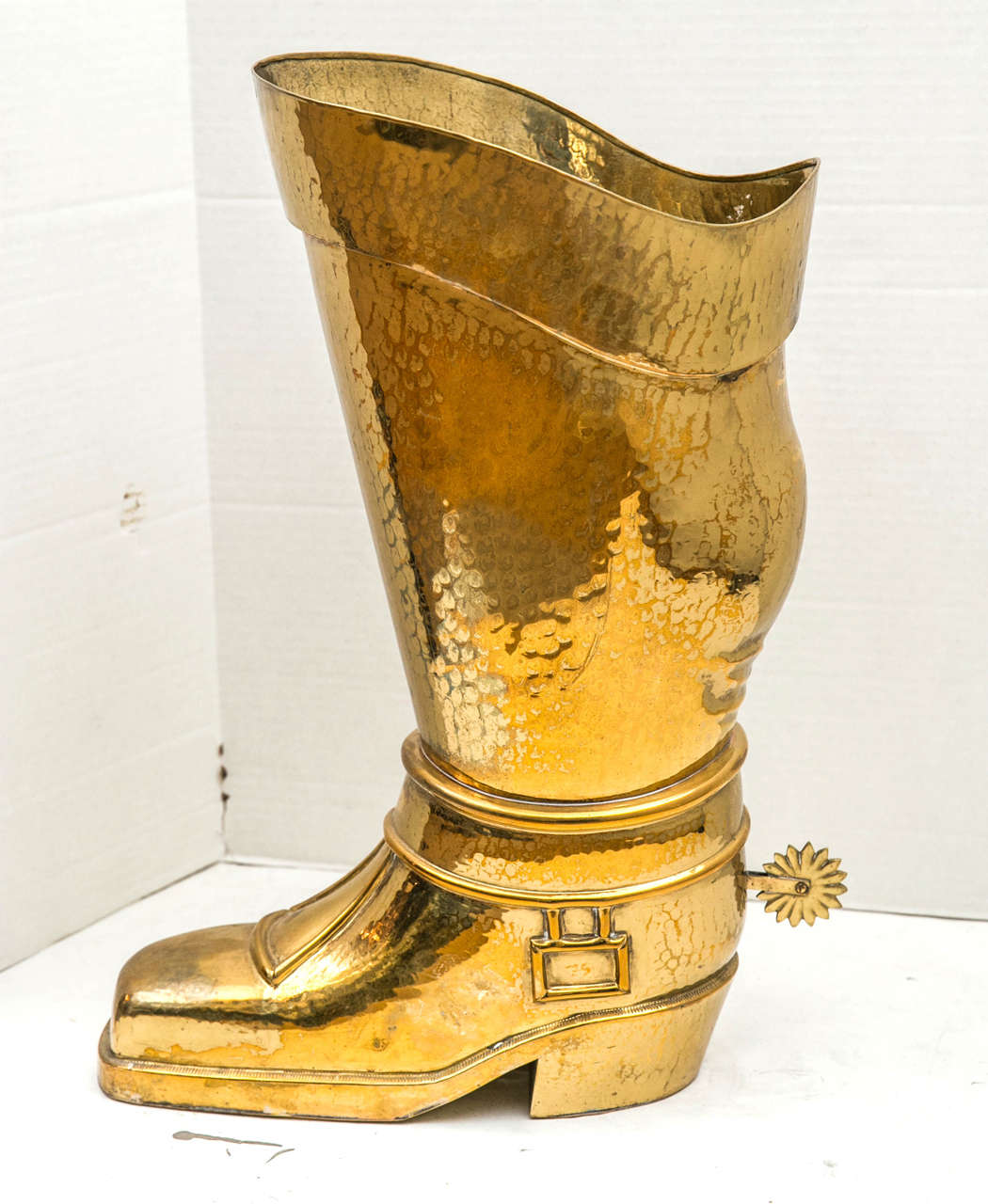 Hammered Brass Riding Boot Umbrella Stand For Sale at 1stDibs brass