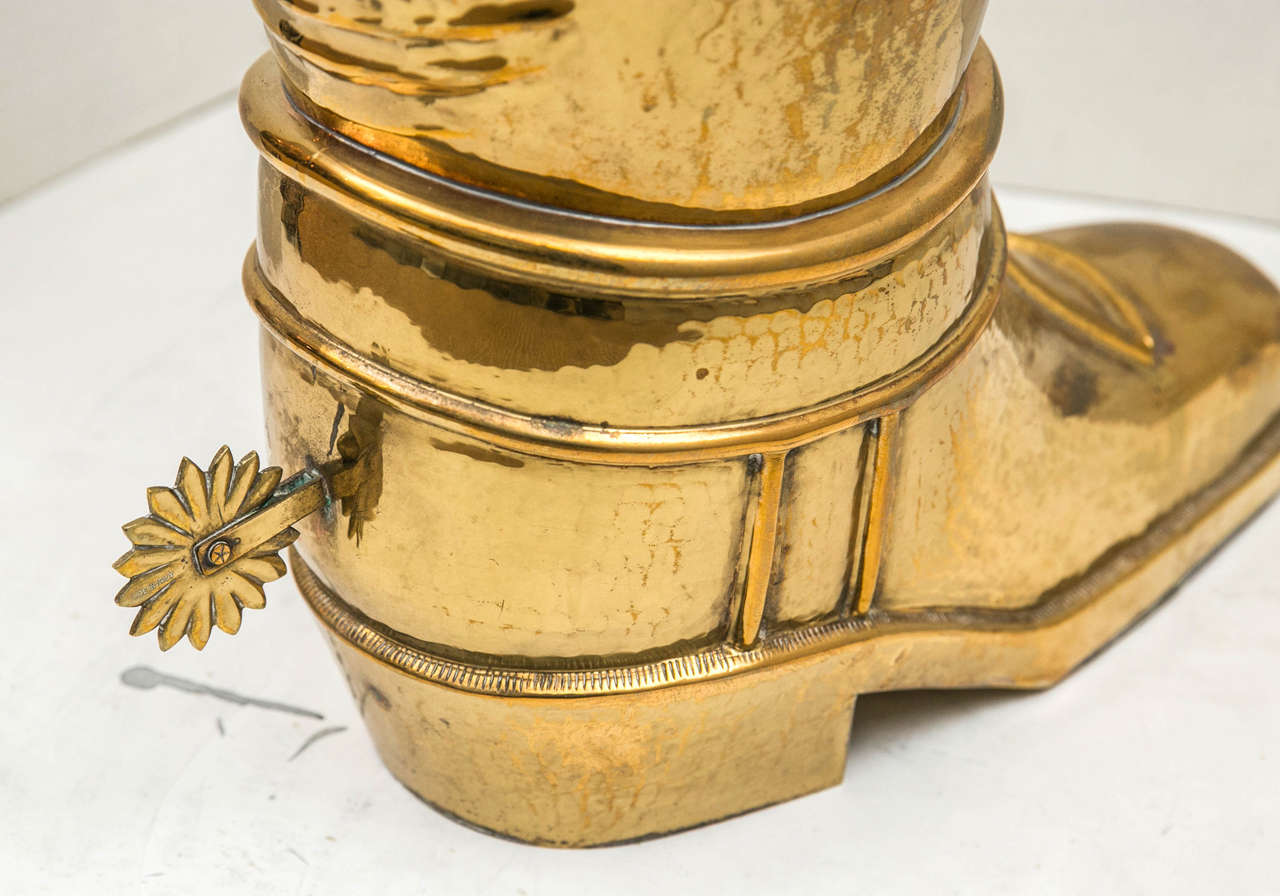 Hammered Brass Riding Boot Umbrella Stand For Sale at 1stDibs brass