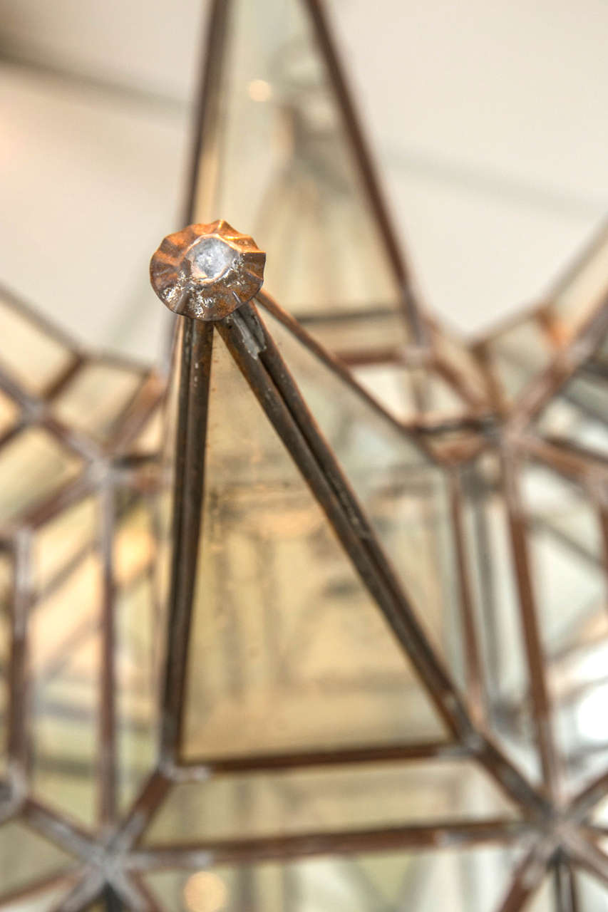 20th Century Unique Brass and Glass Star Fixture