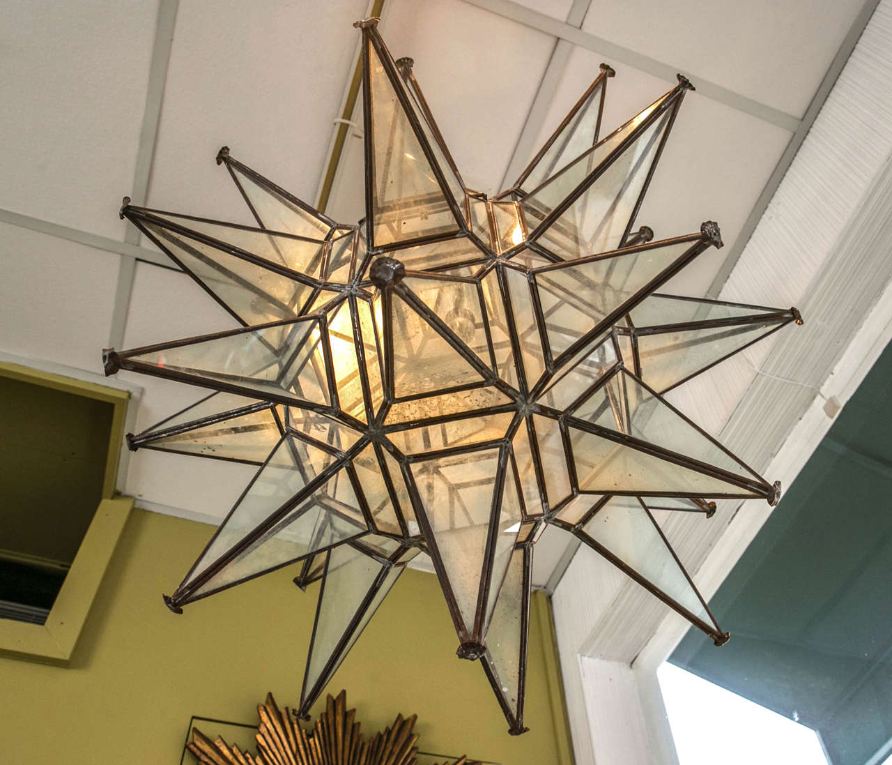 Unique Brass and Glass Star Fixture 1