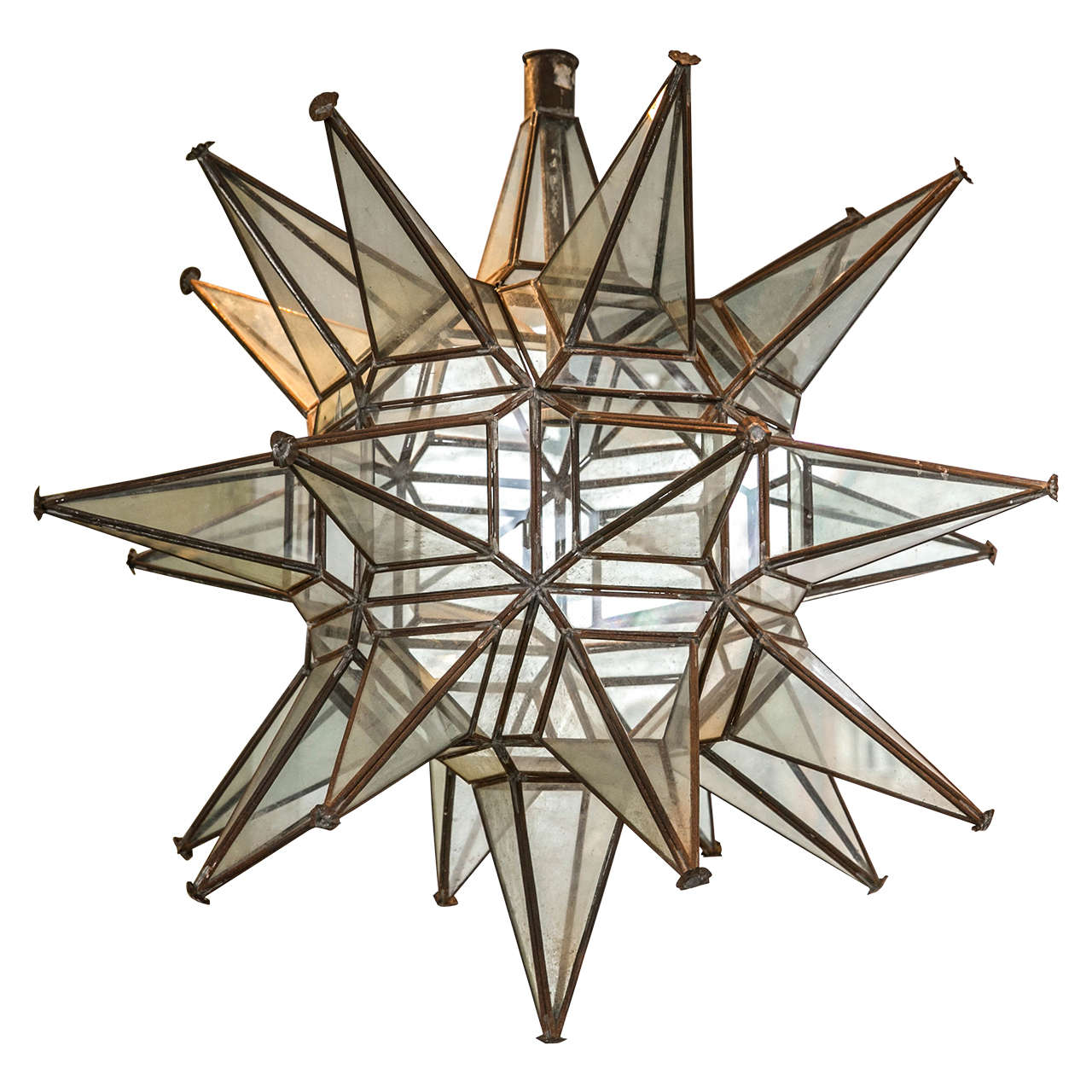 Unique Brass and Glass Star Fixture