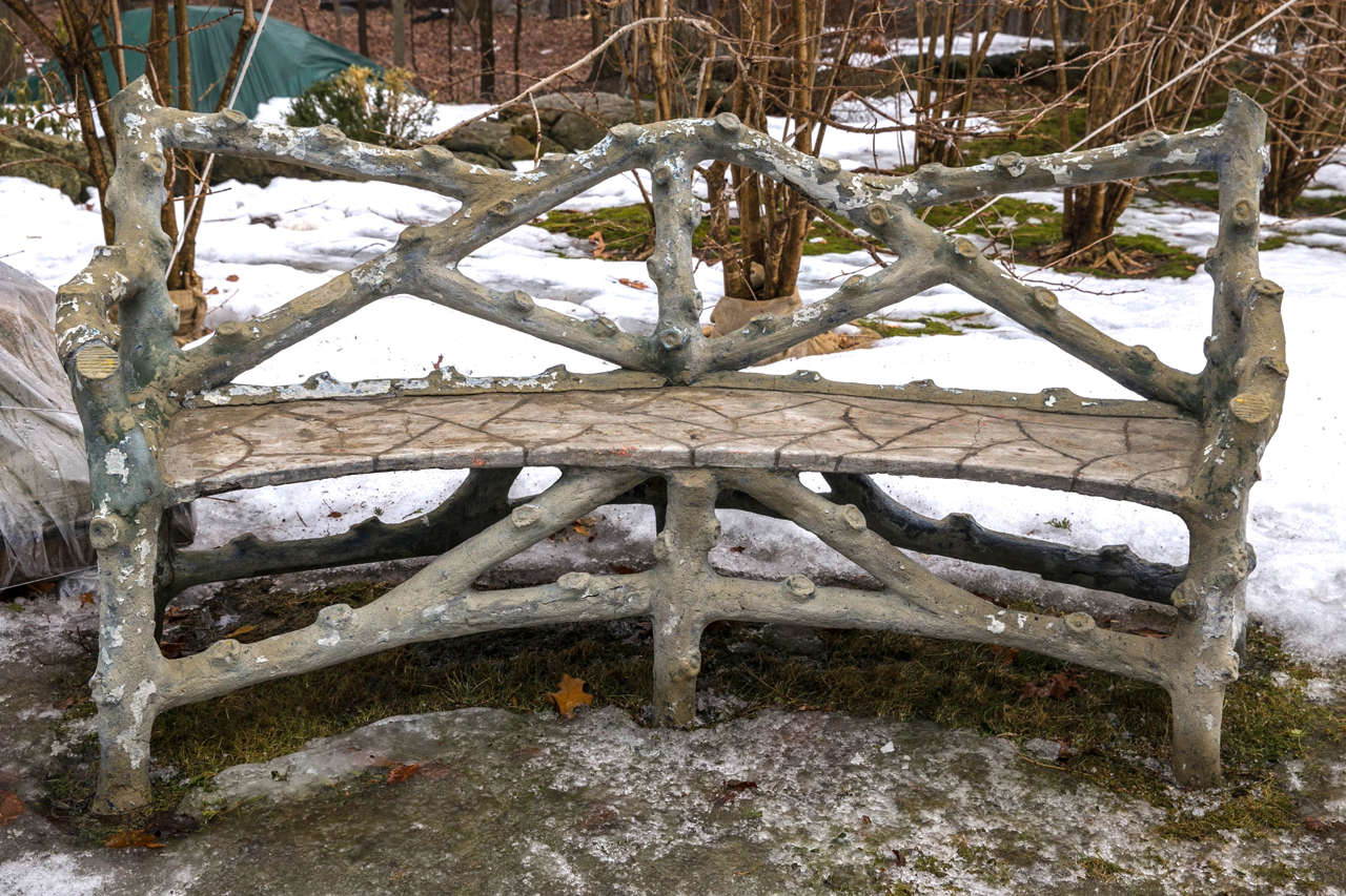 Faux bois bench with naturalistic design.