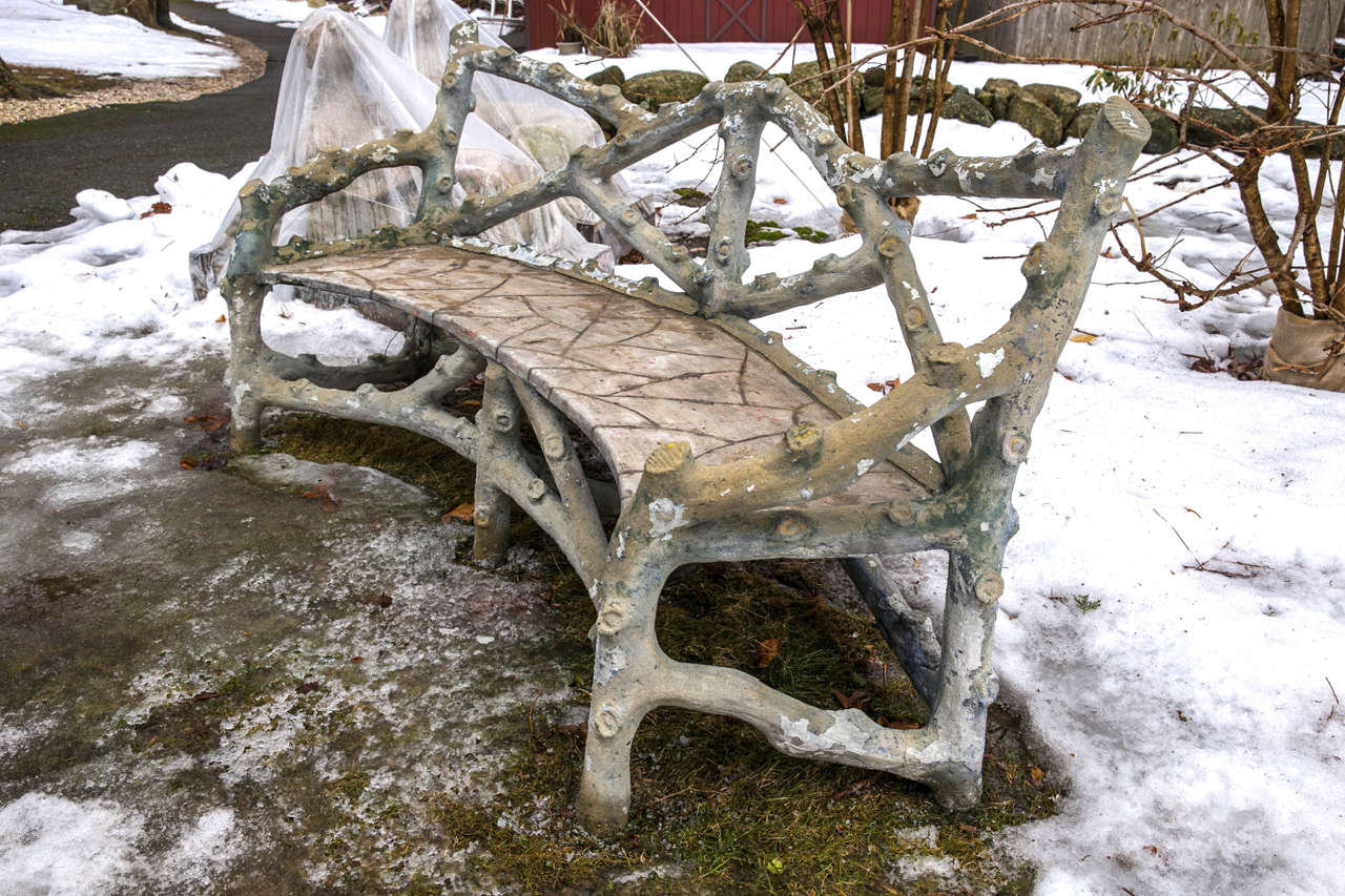 French Faux Bois Naturalistic Bench