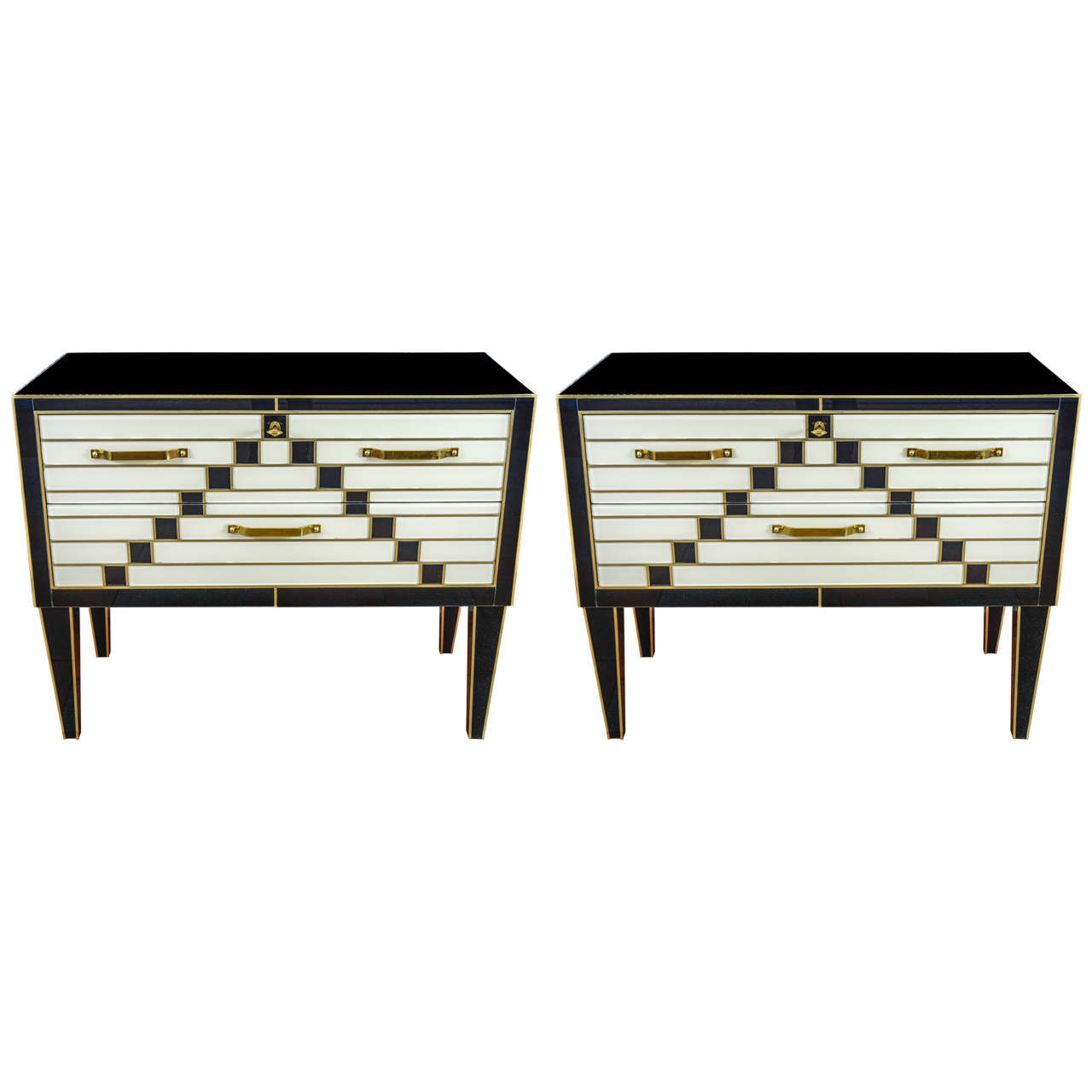 Pair of Commodes in Colored Glass
