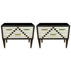 Pair of Commodes in Colored Glass