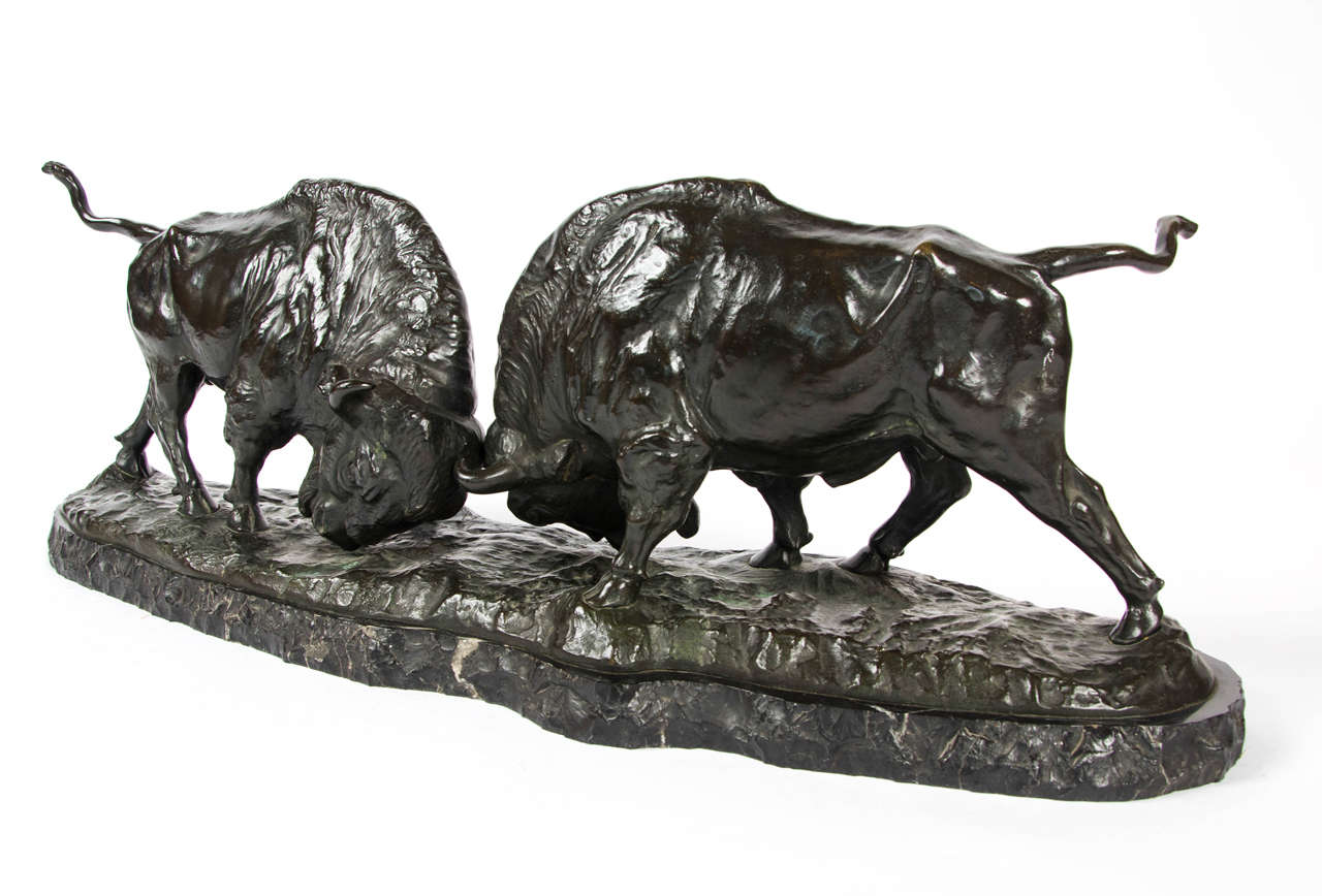 Bronze Fighting Buffalo by Franz Iffland For Sale