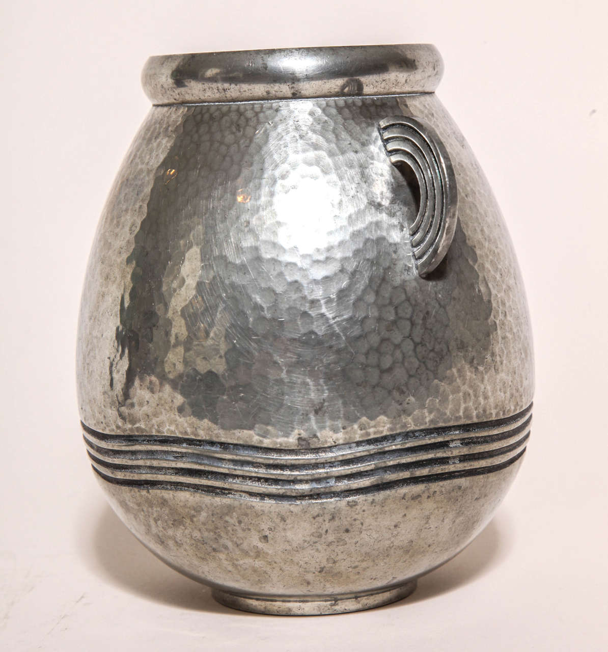 Rene Delavan French Art Deco Pewter Vase For Sale 1