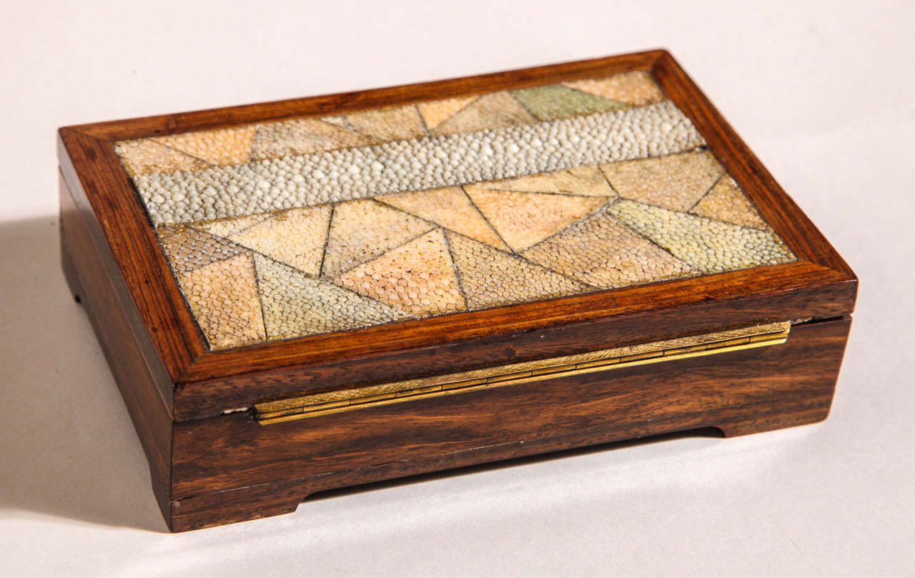 20th Century French Art Deco Wood and Shagreen Box For Sale