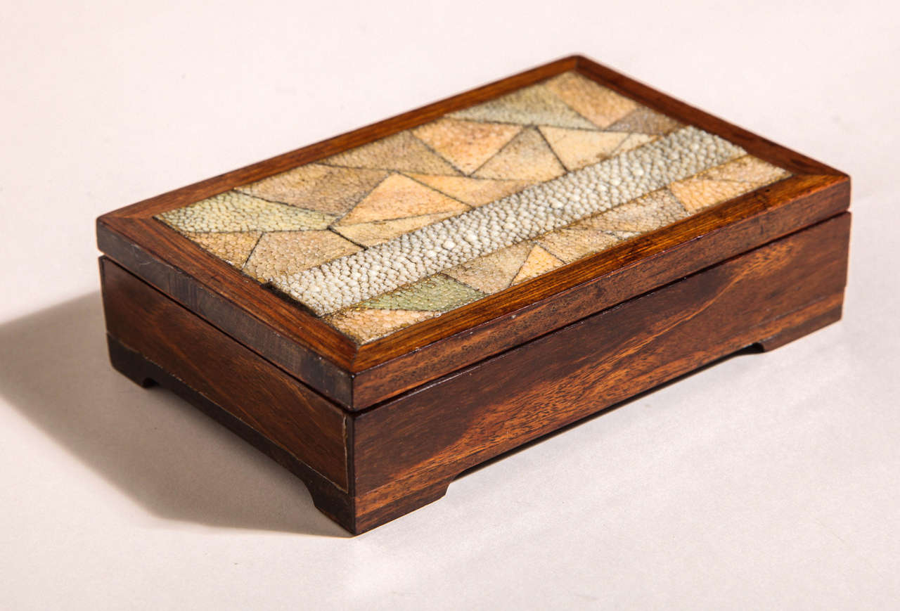 French Art Deco Wood and Shagreen Box For Sale 1