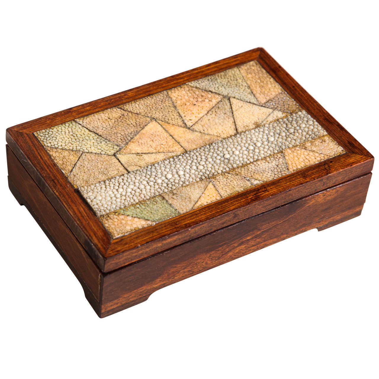 French Art Deco Wood and Shagreen Box For Sale