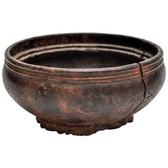 Antique Early 19th Century Wooden Bowl with Engraving from Naga
