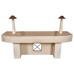 Massive Polished Travertine Console Table by Steve Chase