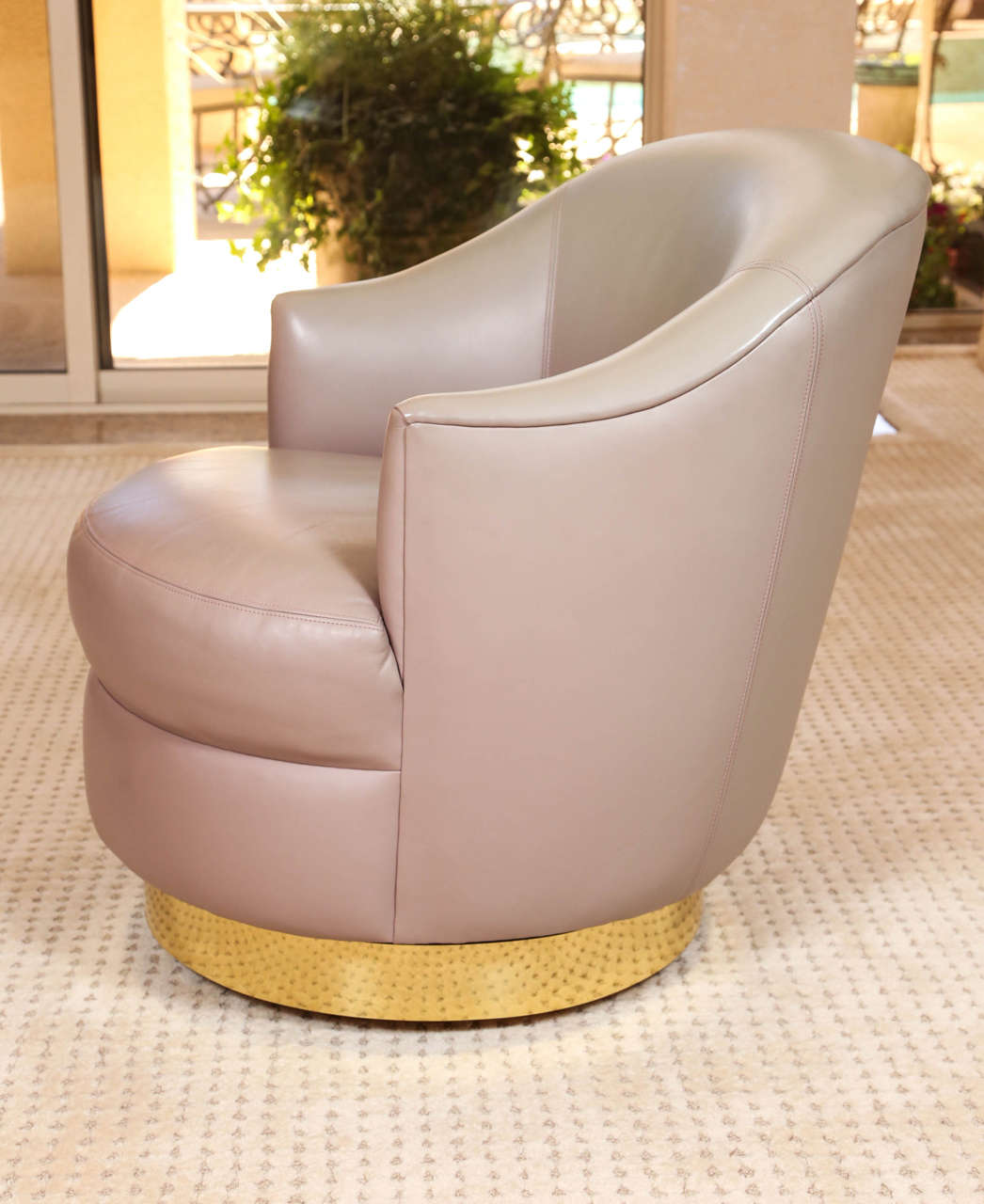Brass Spectacular Steve Chase Leather Swivel Chairs