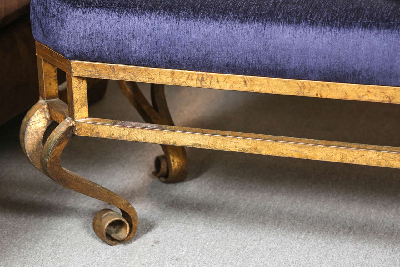 American Gilt Leafed Scroll Bench