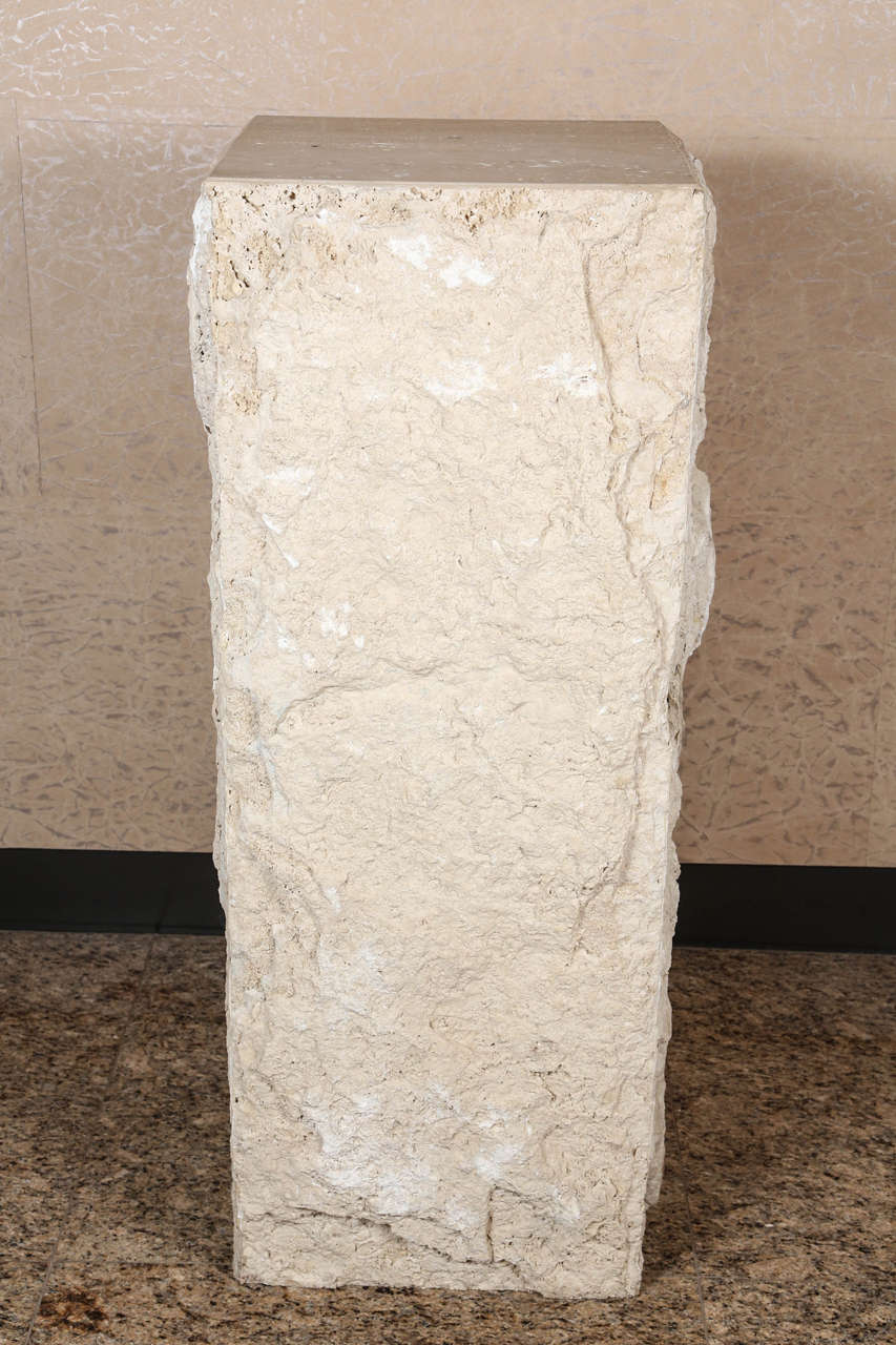 American Large Rough-Hewn Travertine Pedestals by Steve Chase