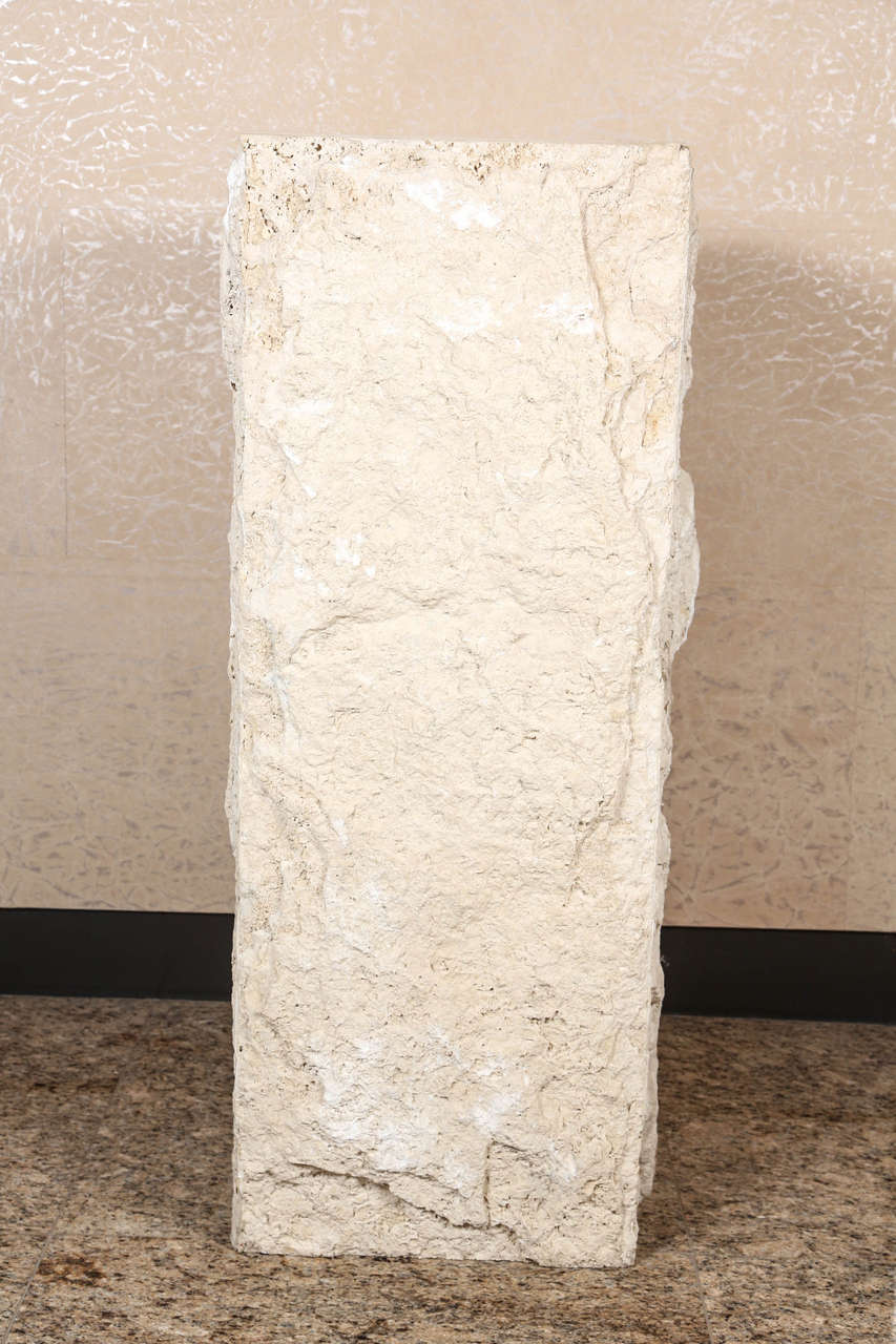 Large Rough-Hewn Travertine Pedestals by Steve Chase In Excellent Condition In New York, NY