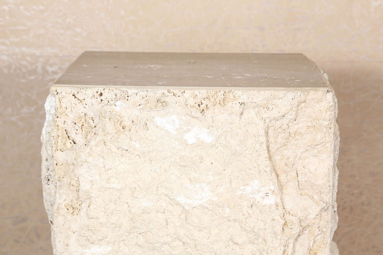 Late 20th Century Large Rough-Hewn Travertine Pedestals by Steve Chase