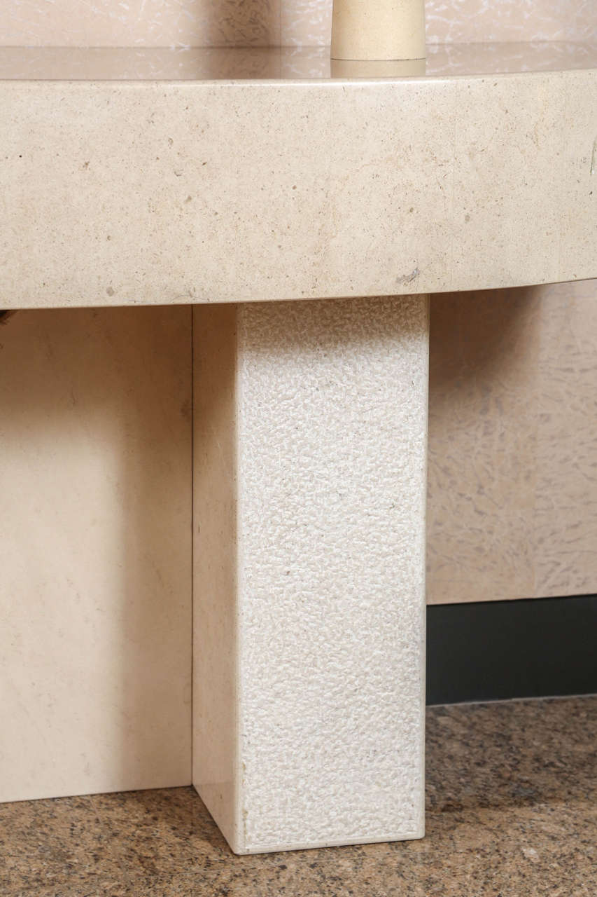 Massive Polished Travertine Console Table by Steve Chase For Sale at