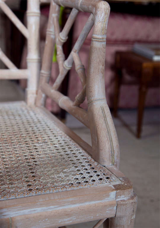 1920s Chinese Chippendale Style Faux Bamboo Bench 1