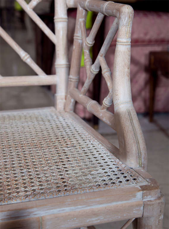 1920s Chinese Chippendale Style Faux Bamboo Bench 2