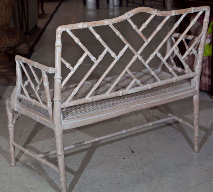 1920s Chinese Chippendale Style Faux Bamboo Bench 4