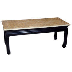 Lacquered Oriental Coffee Table with Shell Top c 1950s