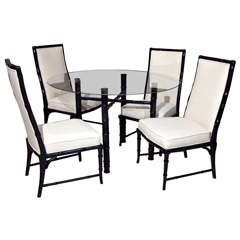 Faux Bamboo Metal Table with Four (4) Faux Bamboo Chairs