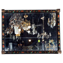 Reverse Painted Chinoiserie Style Carved Gesso and Gilt Mirror*