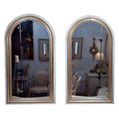 Pair of Painted and Silver-Leafed Arch Mirrors