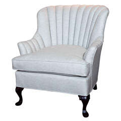 Vintage Channel Back Chair in Grey Linen