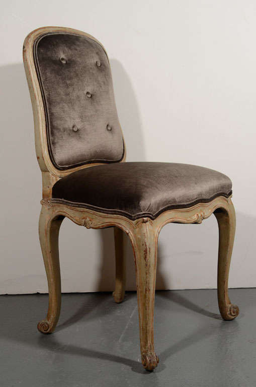 20th Century French Provincial Vanity Chair or Desk Chair in Sable Velvet