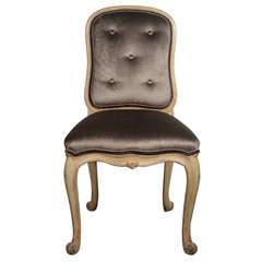 French Provincial Vanity Chair or Desk Chair in Sable Velvet